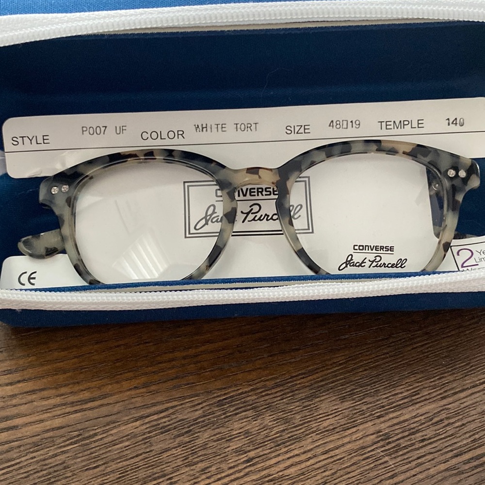 NIB Converse by Jack Purcell. White tortoise frames.